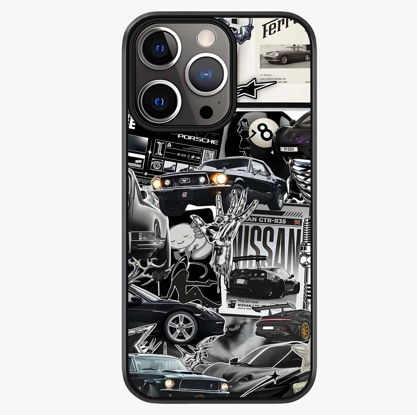 Aesthetic Dark Love Glass Case showing full back design in clean flat view with glossy glass finish.