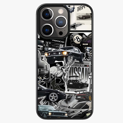 Aesthetic Dark Love Glass Case showing full back design in clean flat view with glossy glass finish.
