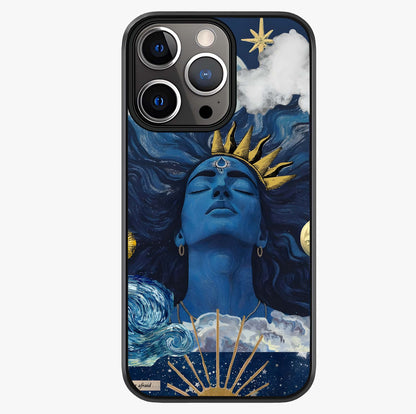 Aesthetic Lord Shiva Glass Case showing full back design in clean flat view with glossy glass finish.