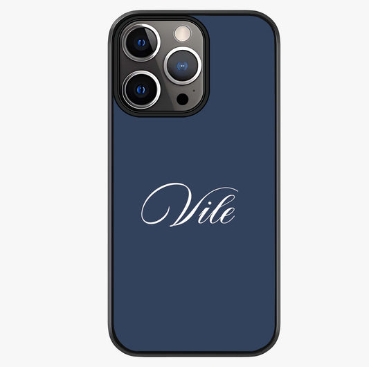 Blue Background Personalized Custom Name Glass Case showing full back design in clean flat view with glossy glass finish.