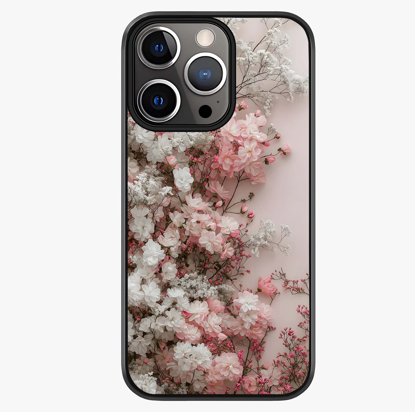 Blush Blossom Cloud Glass Case showing full back design in clean flat view with glossy glass finish.