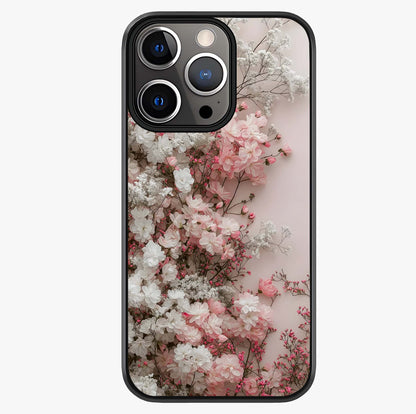 Blush Blossom Cloud Glass Case showing full back design in clean flat view with glossy glass finish.