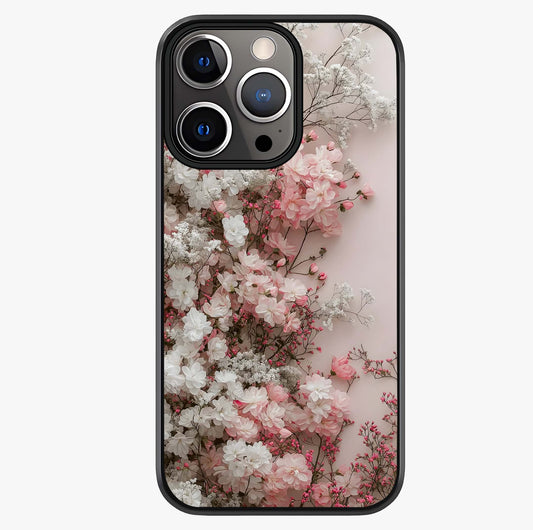 Blush Blossom Cloud Glass Case showing full back design in clean flat view with glossy glass finish.