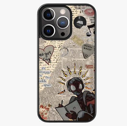 City Dream Sketch Glass Case showing full back design in clean flat view with glossy glass finish.
