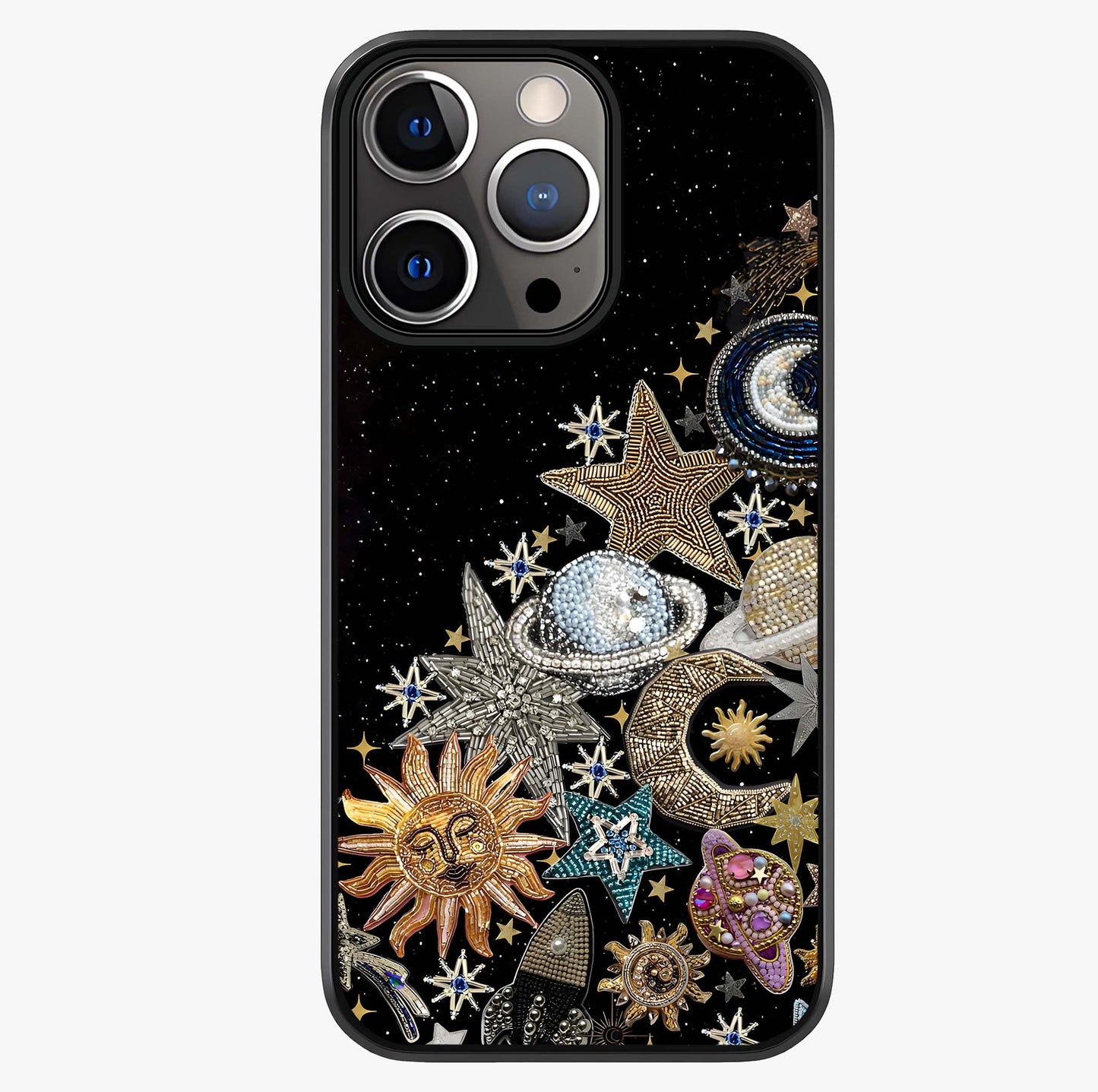 Cosmic Sparkle Dreams Glass Case showing full back design in clean flat view with glossy glass finish.