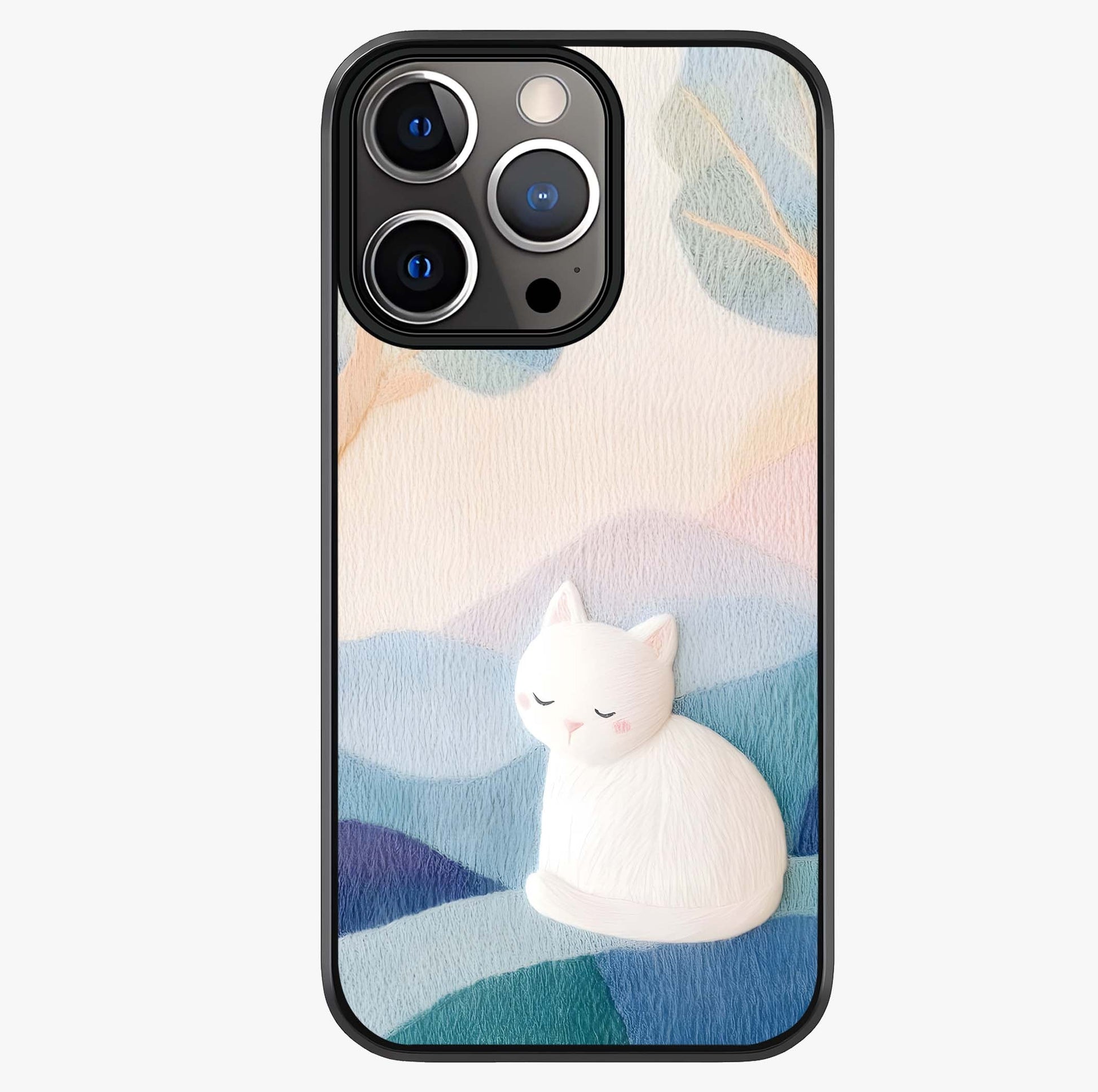 Cotton Dream Cat Glass Case showing full back design in clean flat view with glossy glass finish.