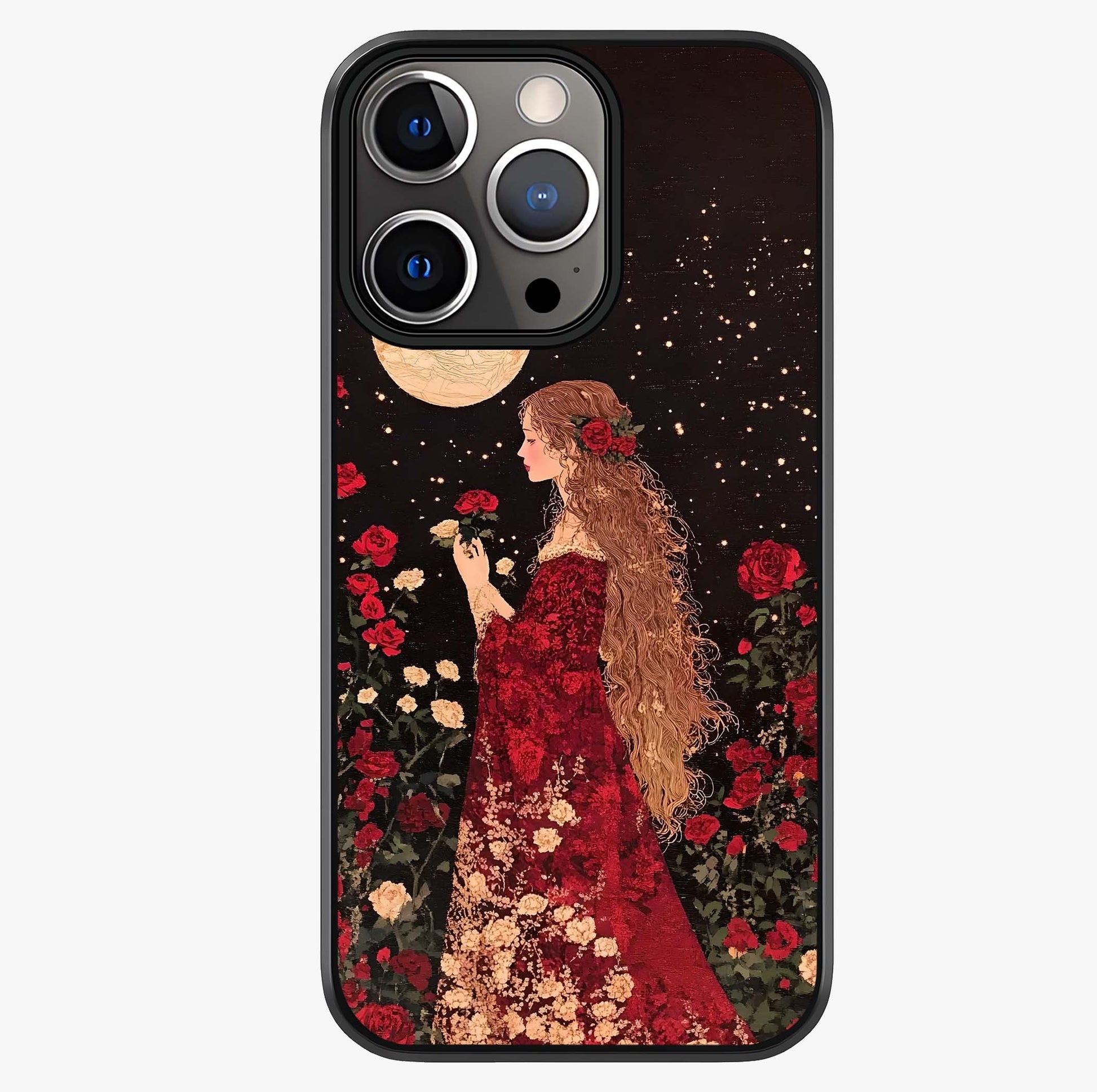 Crimson Dreams Glass Case showing full back design in clean flat view with glossy glass finish.