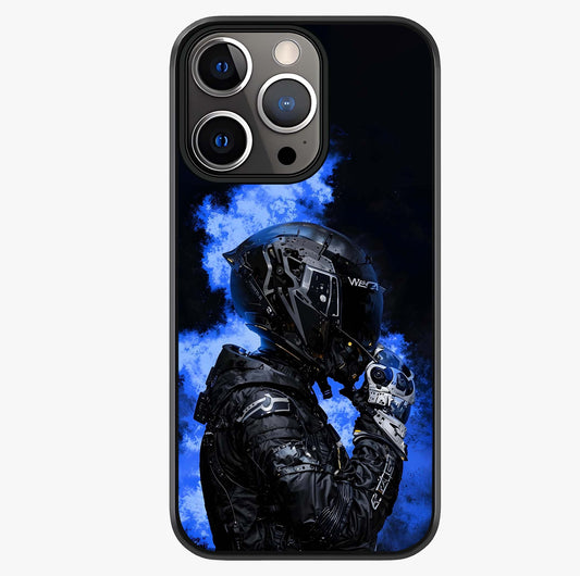 Cyber Sentinel Protocol Glass Case showing full back design in clean flat view with glossy glass finish.