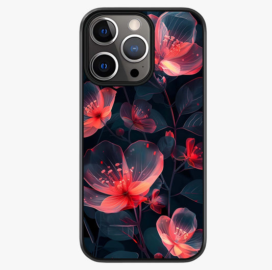 Dark Shade Of Flower Glass Case showing full back design in clean flat view with glossy glass finish.