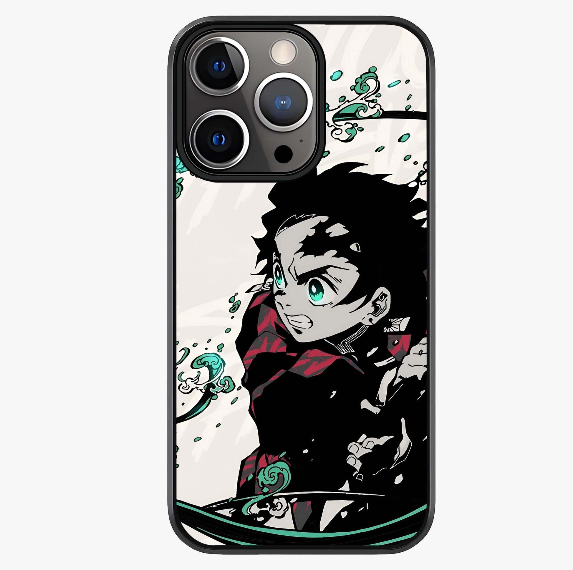 Demon Slayer Glass Case showing full back design in clean flat view with glossy glass finish.
