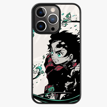 Demon Slayer Glass Case showing full back design in clean flat view with glossy glass finish.