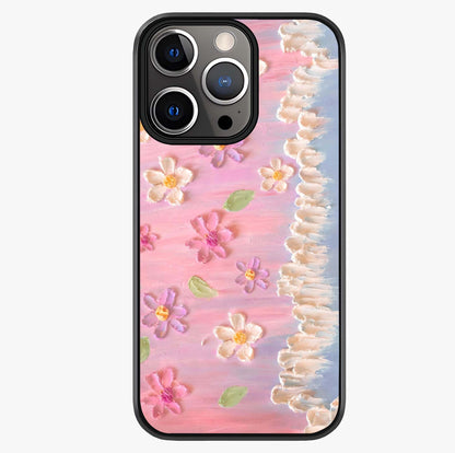 Dreamy Painted Garden Glass Case showing full back design in clean flat view with glossy glass finish.