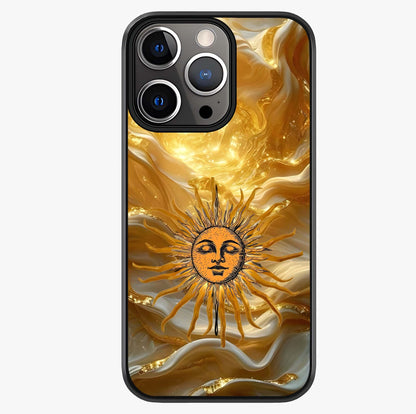 Eternal Golden Glow Glass Case showing full back design in clean flat view with glossy glass finish.