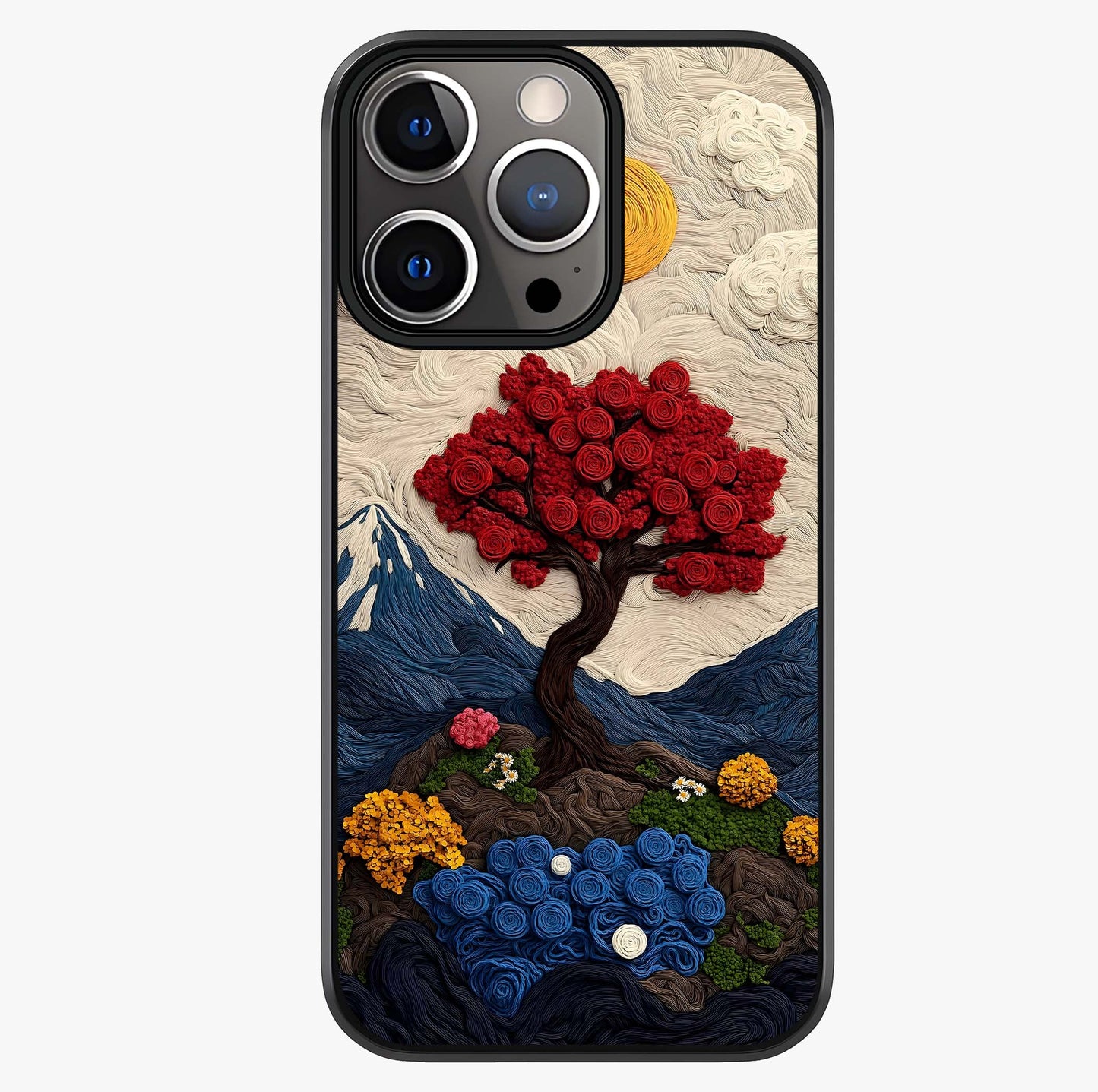Eternal Nature Tapestry Glass Case showing full back design in clean flat view with glossy glass finish.