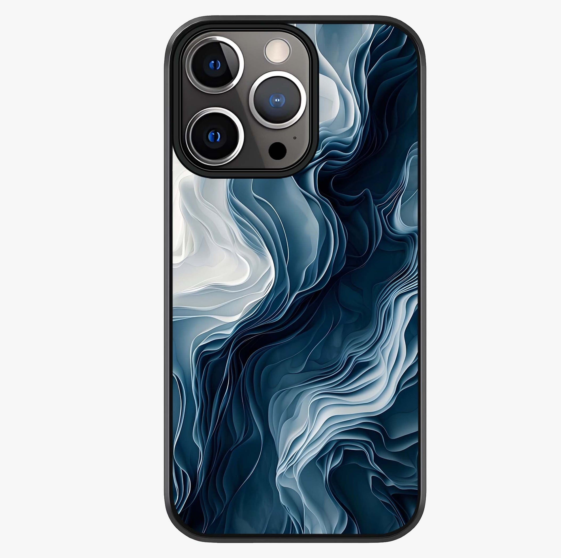 Ethereal Paper Marble Glass Case showing full back design in clean flat view with glossy glass finish.