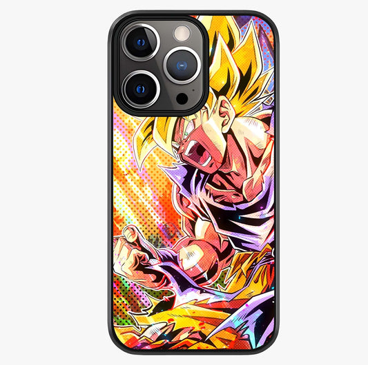 Firing Goku Glass Case showing full back design in clean flat view with glossy glass finish.