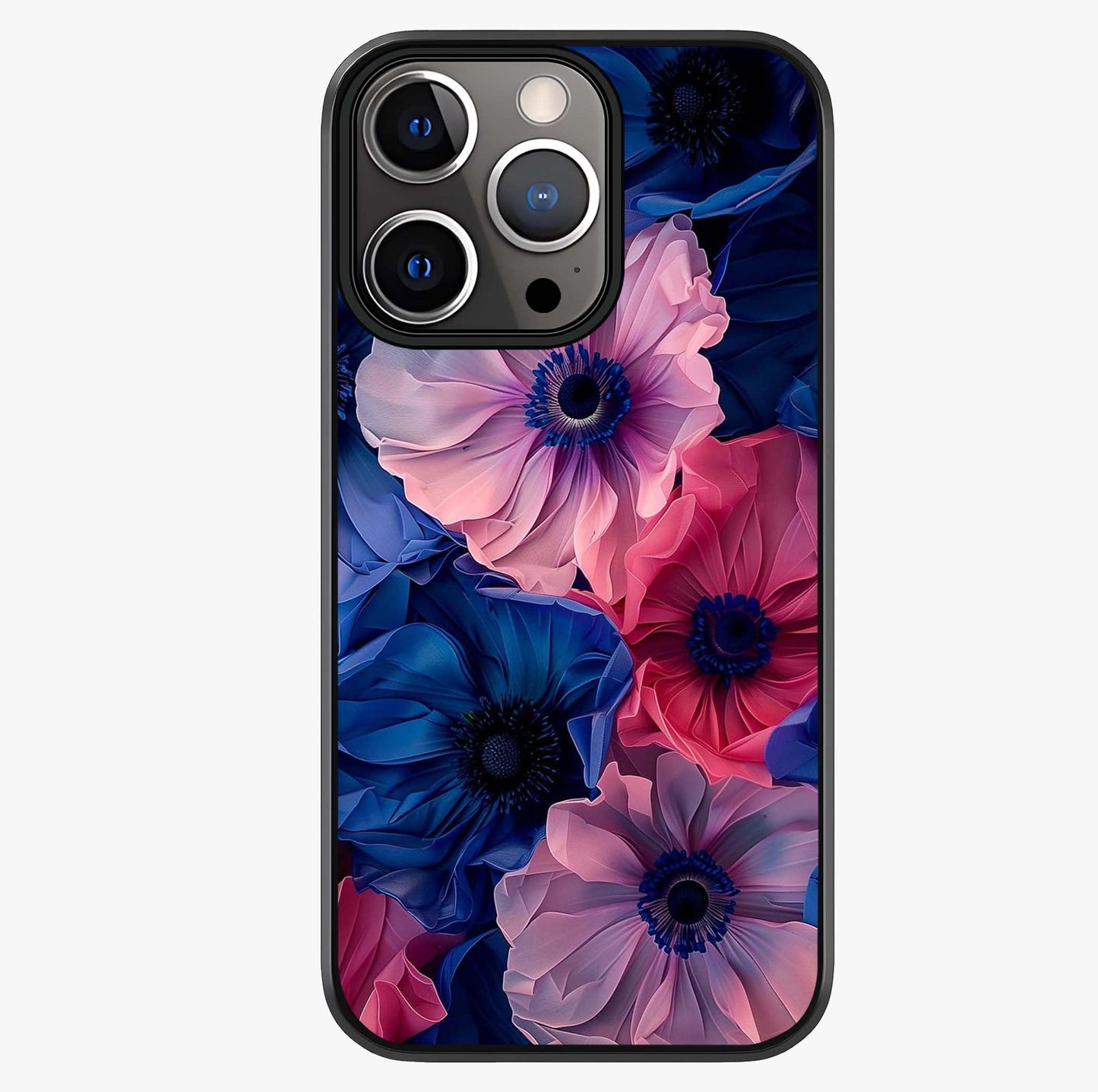 Flower Paper Art Pattern Glass Case showing full back design in clean flat view with glossy glass finish.