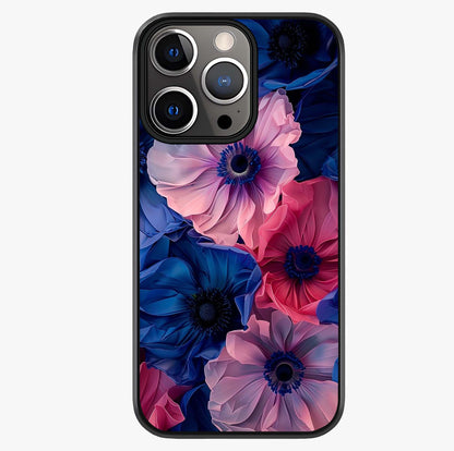 Flower Paper Art Pattern Glass Case showing full back design in clean flat view with glossy glass finish.