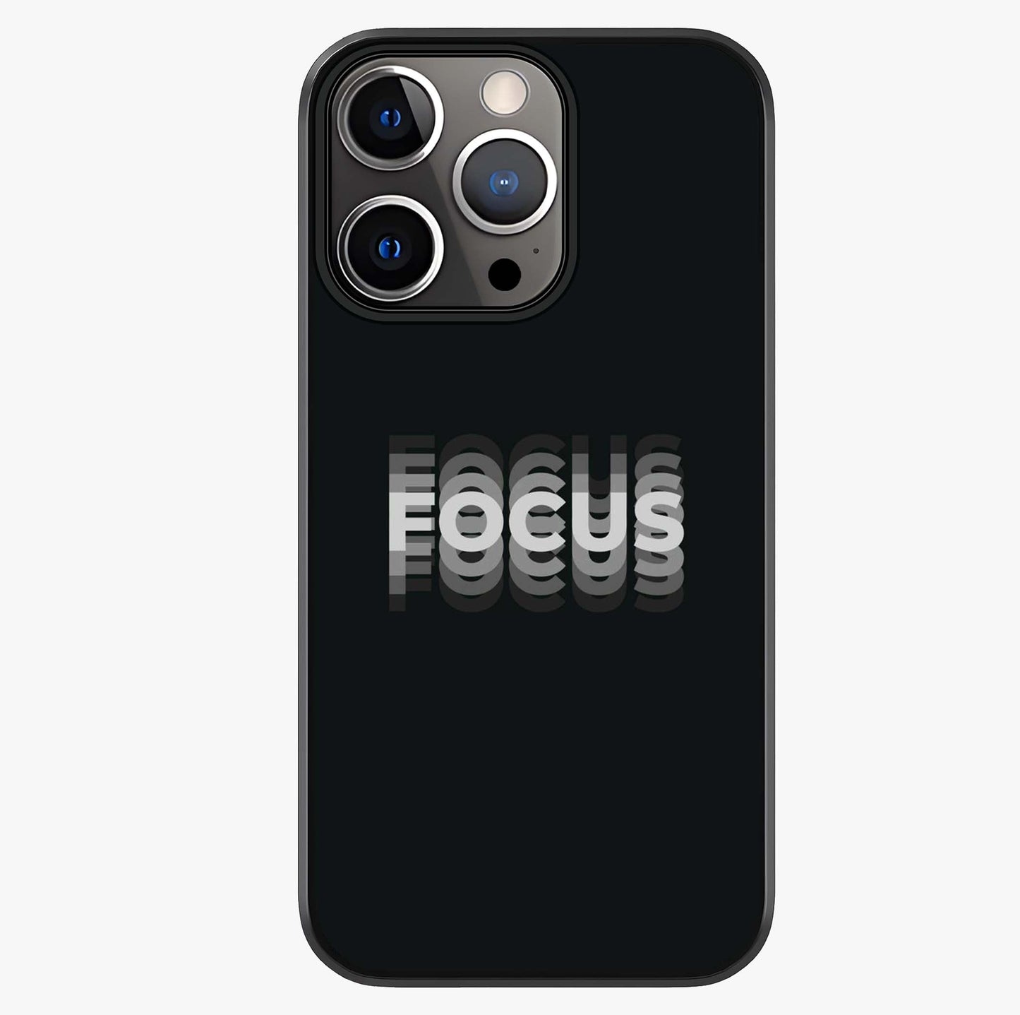 Focus Mode On Glass Case showing full back design in clean flat view with glossy glass finish.