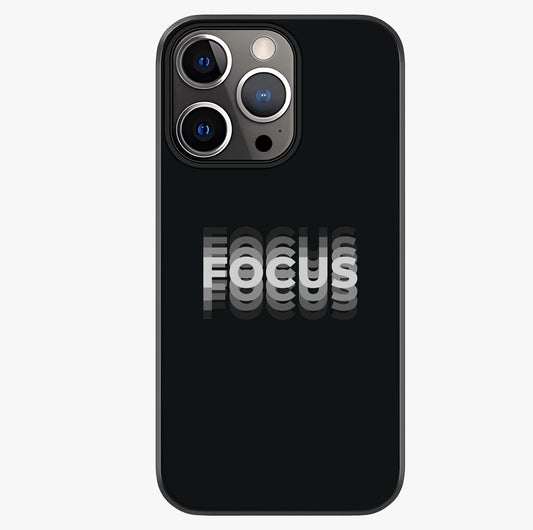Focus Mode On Glass Case showing full back design in clean flat view with glossy glass finish.