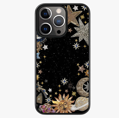 Galactic Jewel Stars Glass Case showing full back design in clean flat view with glossy glass finish.