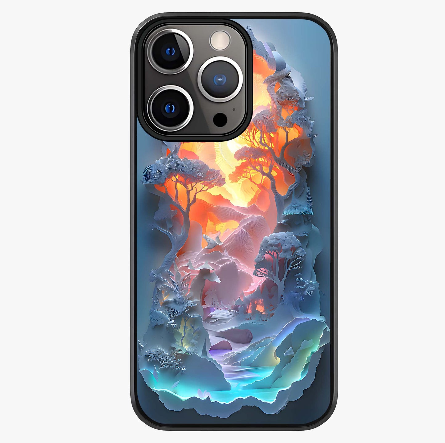 Glow Forest Portal Glass Case showing full back design in clean flat view with glossy glass finish.