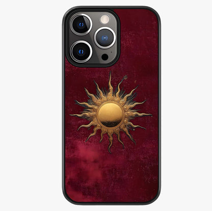 Gold Sun Blush Glass Case showing full back design in clean flat view with glossy glass finish.