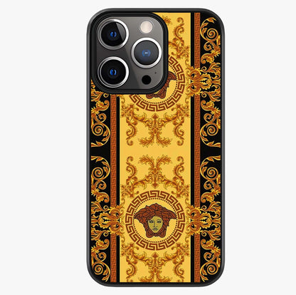 Golden Royal Heritage Glass Case showing full back design in clean flat view with glossy glass finish.