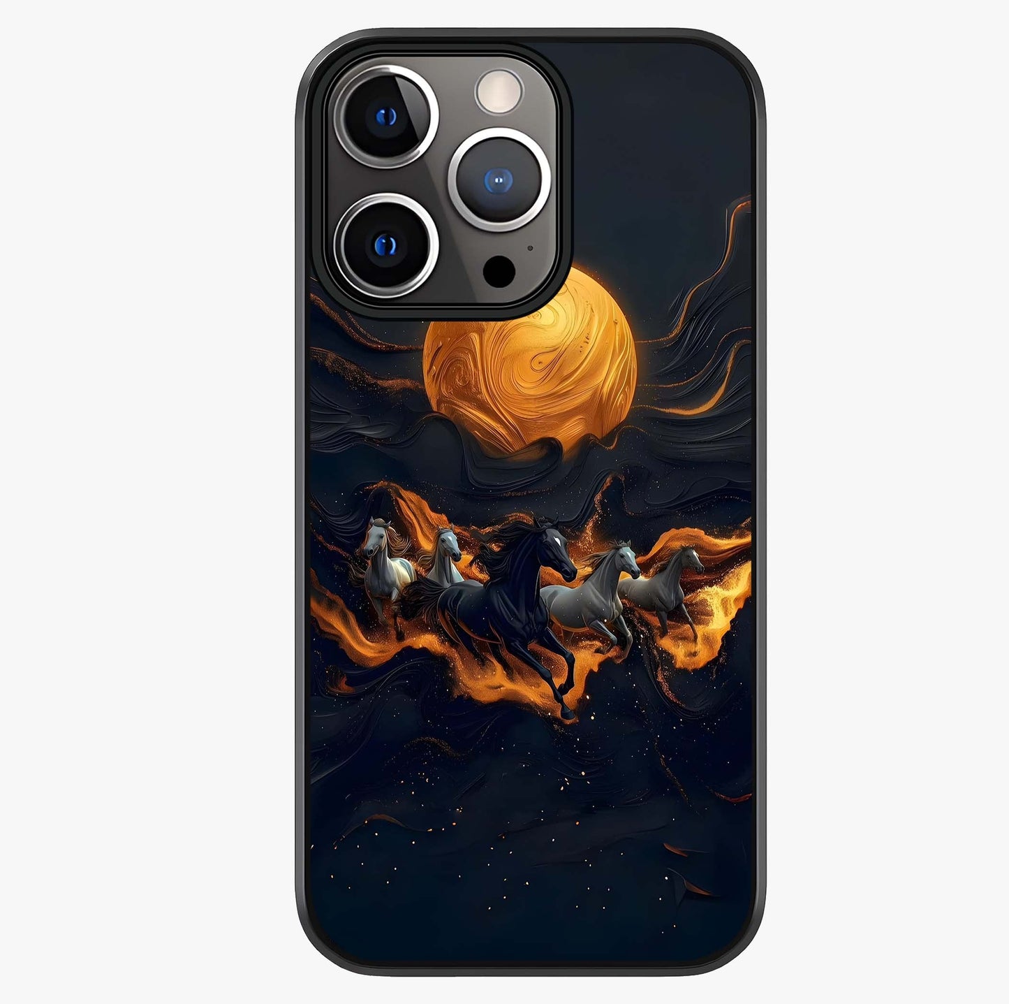 Golden Stallion Moonride Glass Case showing full back design in clean flat view with glossy glass finish.
