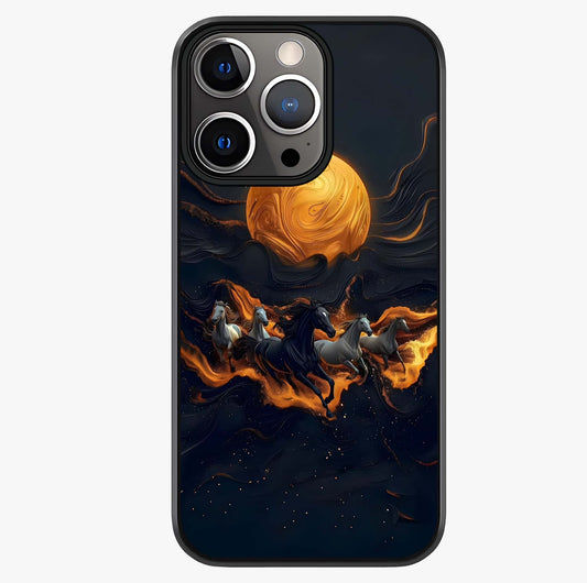 Golden Stallion Moonride Glass Case showing full back design in clean flat view with glossy glass finish.