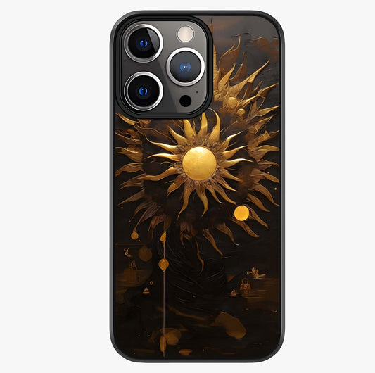Golden Sun Majesty Glass Case showing full back design in clean flat view with glossy glass finish.