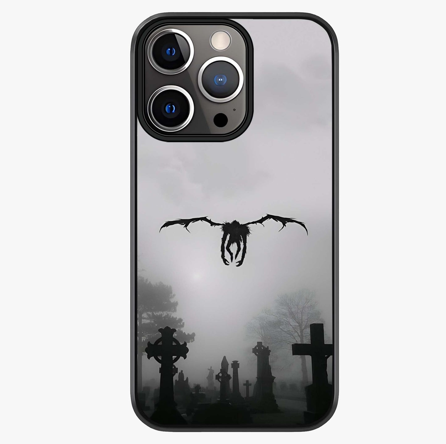 Graveyard Shadow Descent Glass Case showing full back design in clean flat view with glossy glass finish.