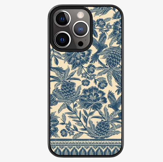 Heirloom Wild Bloom Glass Case showing full back design in clean flat view with glossy glass finish.