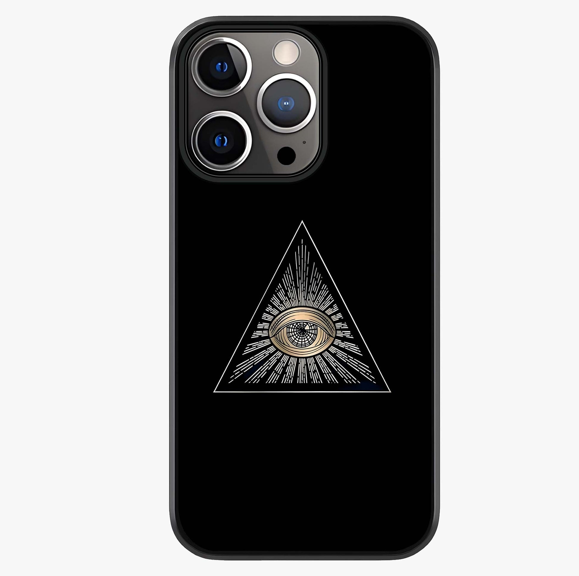 Illuminati Evil Glass Case showing full back design in clean flat view with glossy glass finish.
