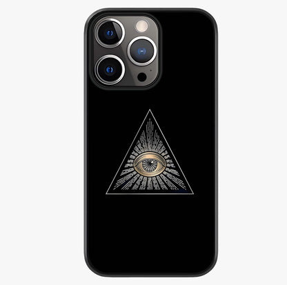 Illuminati Evil Glass Case showing full back design in clean flat view with glossy glass finish.