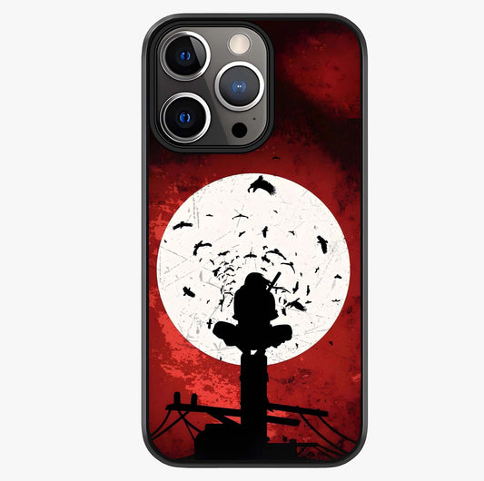 Itachi Limited Edition Naruto Anime Glass Case showing full back design in clean flat view with glossy glass finish.