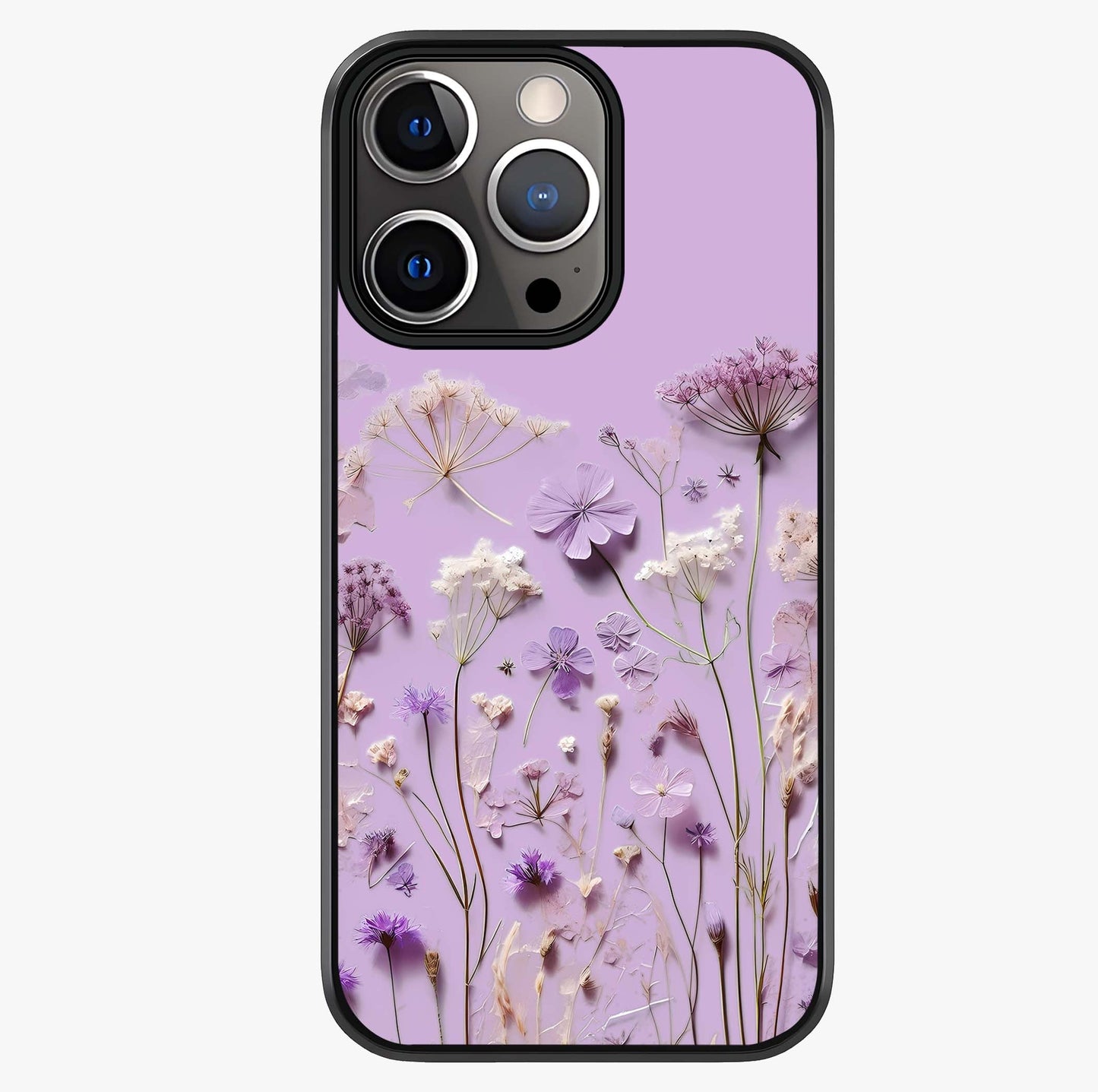Lavender Blossom Dream Glass Case showing full back design in clean flat view with glossy glass finish.