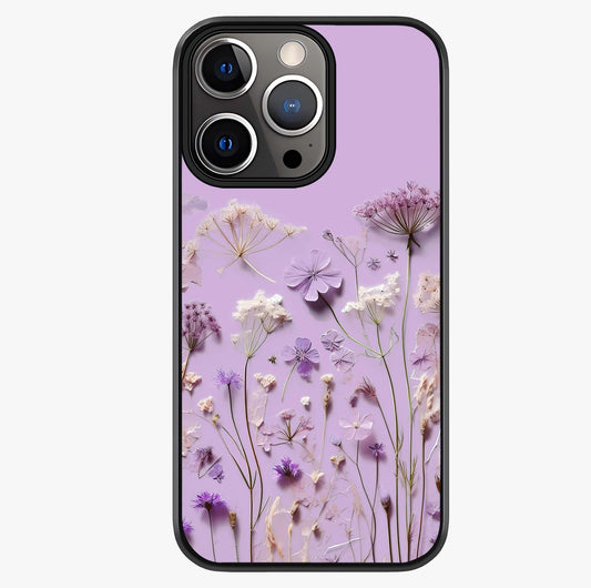 Lavender Blossom Dream Glass Case showing full back design in clean flat view with glossy glass finish.