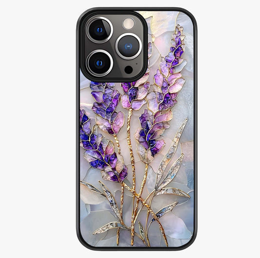 Lavender Dream Glow Glass Case showing full back design in clean flat view with glossy glass finish.
