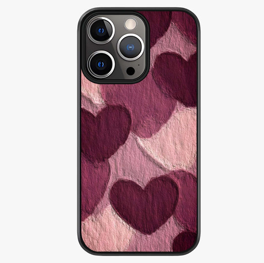 Layered Paper Hearts Glass Case showing full back design in clean flat view with glossy glass finish.