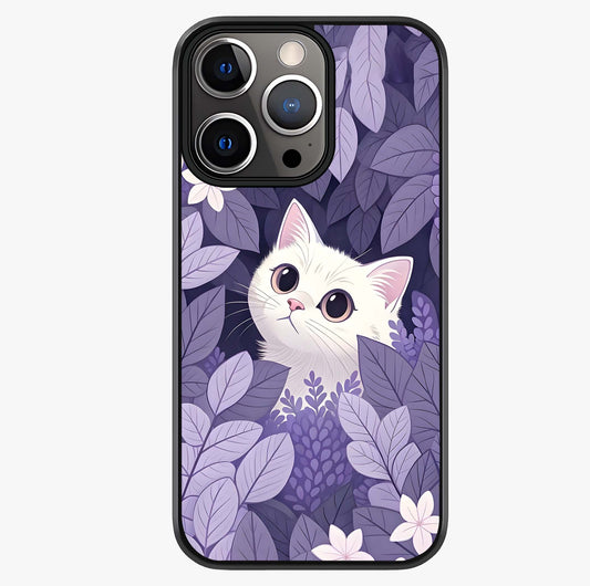 Lilac Hide Peek Cat Glass Case showing full back design in clean flat view with glossy glass finish.