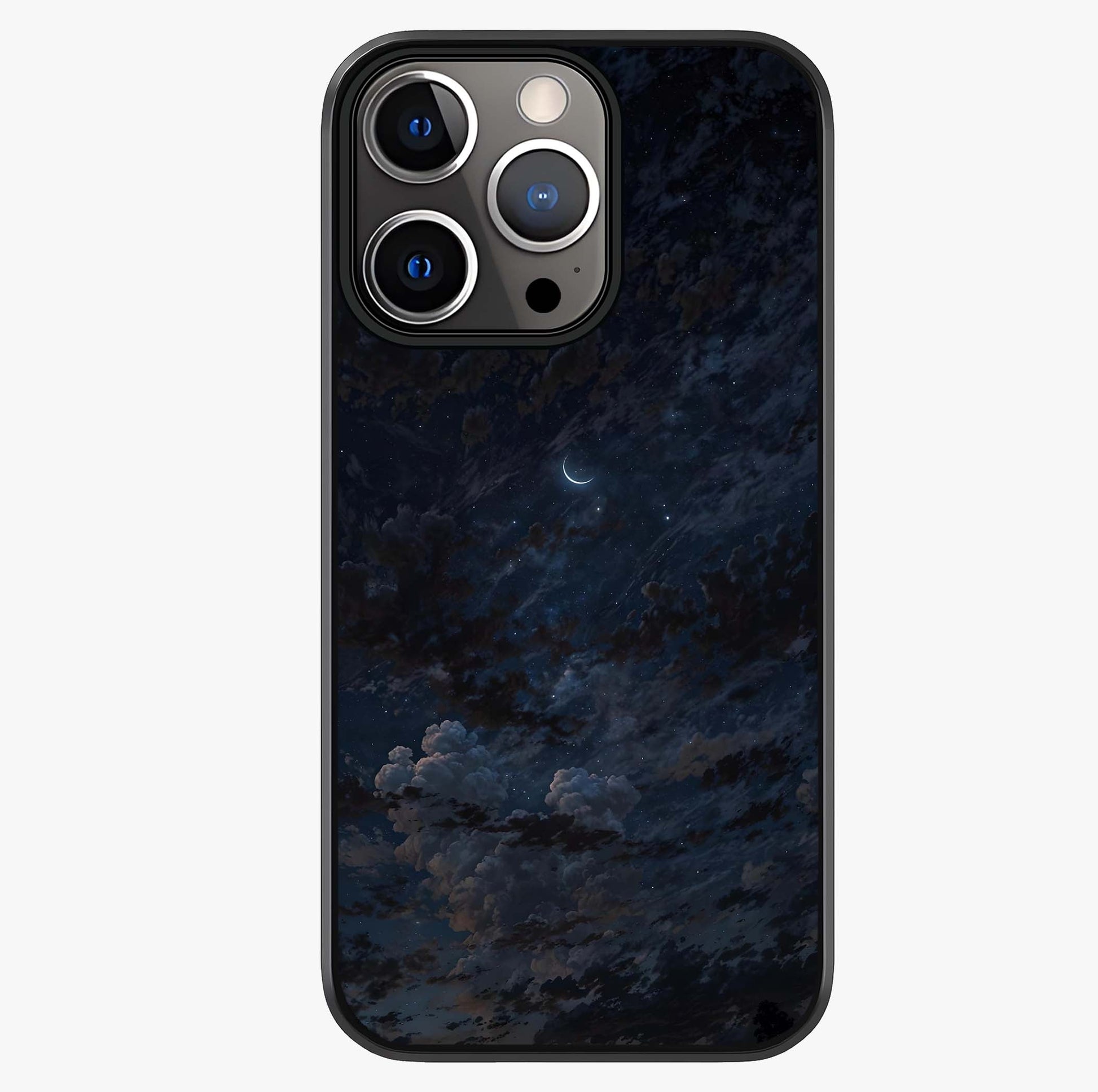 Lunar Veil Silence Glass Case showing full back design in clean flat view with glossy glass finish.