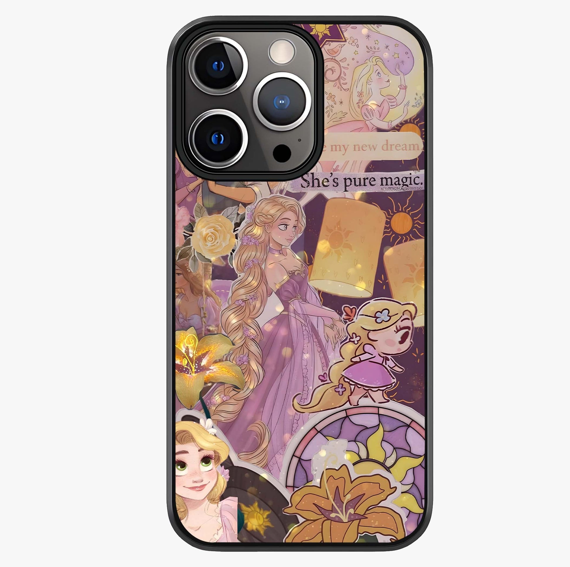 Magical Tangled Dream Glass Case showing full back design in clean flat view with glossy glass finish.