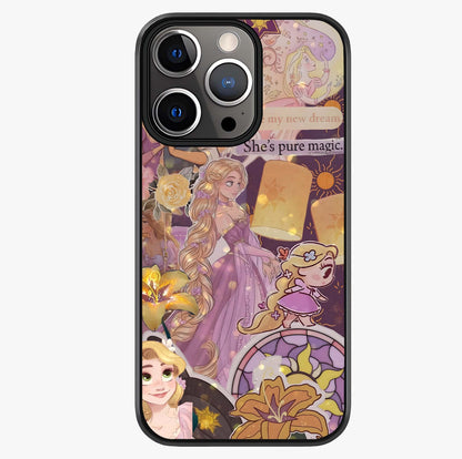 Magical Tangled Dream Glass Case showing full back design in clean flat view with glossy glass finish.