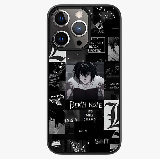 Midnight Chaos Mind Glass Case showing full back design in clean flat view with glossy glass finish.