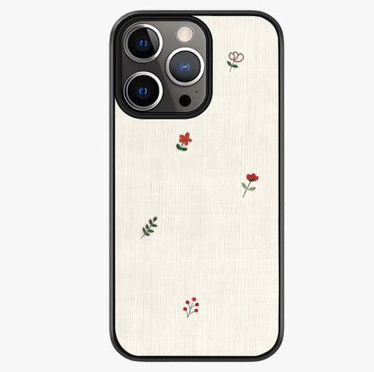 Minimal Petal Whispers Glass Case showing full back design in clean flat view with glossy glass finish.