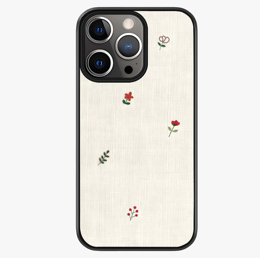 Minimal Petal Whispers Glass Case showing full back design in clean flat view with glossy glass finish.