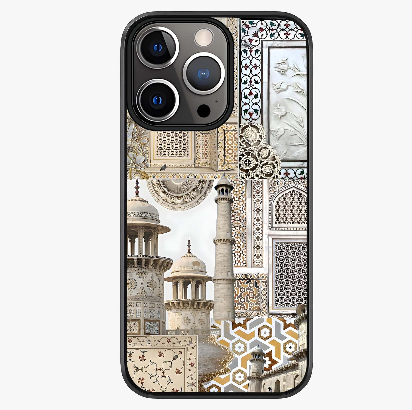 Mughal Marble Legacy Glass Case showing full back design in clean flat view with glossy glass finish.