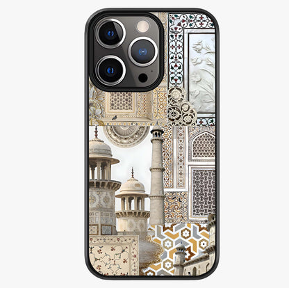 Mughal Marble Legacy Glass Case showing full back design in clean flat view with glossy glass finish.