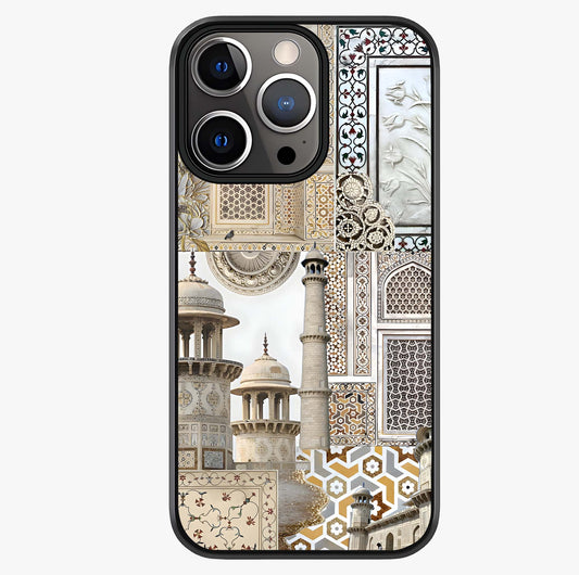 Mughal Marble Legacy Glass Case showing full back design in clean flat view with glossy glass finish.